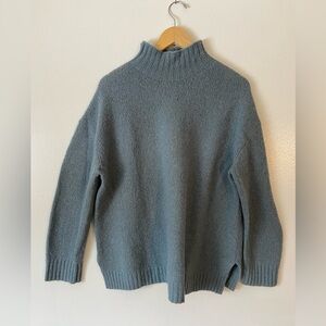 Jenni Kayne L Blue Grey Mock Neck Oversized Wool and Alpaca Blend Sweater